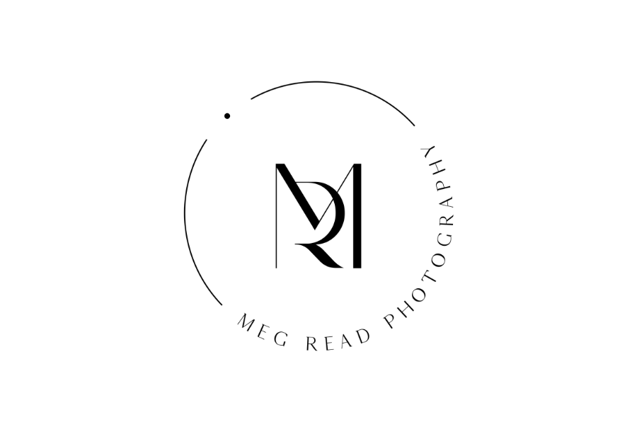Pictured, Meg Read Photographers logo, a black letter M and R intertwined
