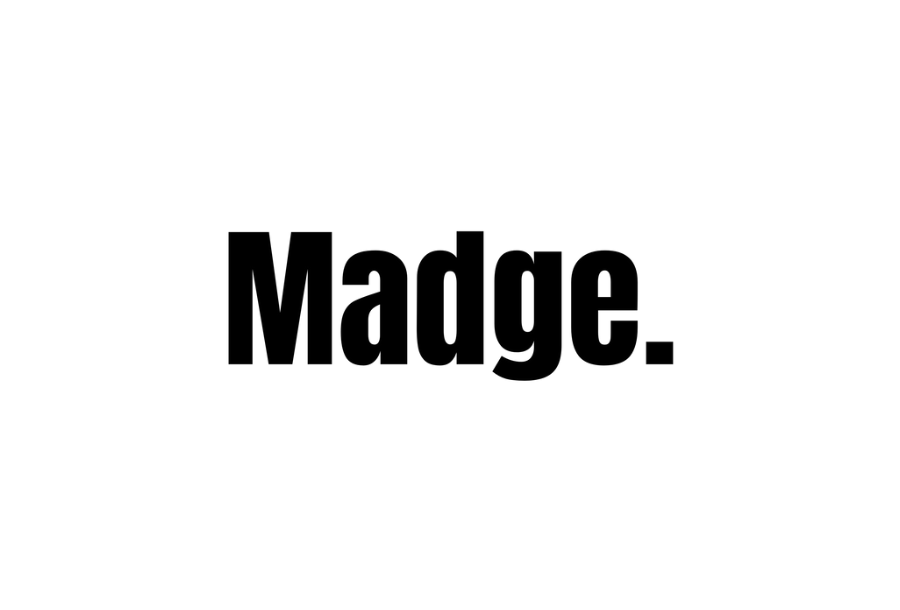 Madge Beauty logo in black over a white backrgound.